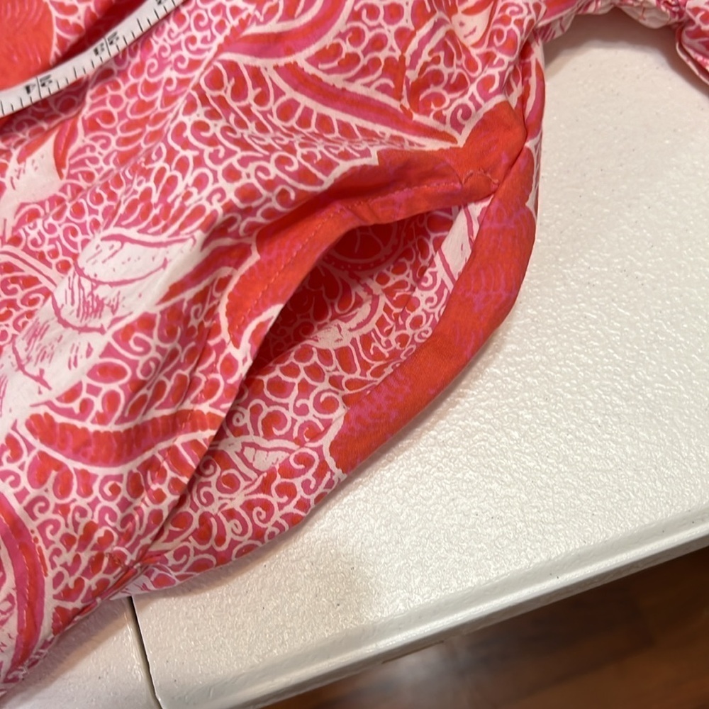 Fragonard Parfumeur One Size Caftan Tropical Print Maxi Dress Coral Smock Waist - Picture 10 of 15